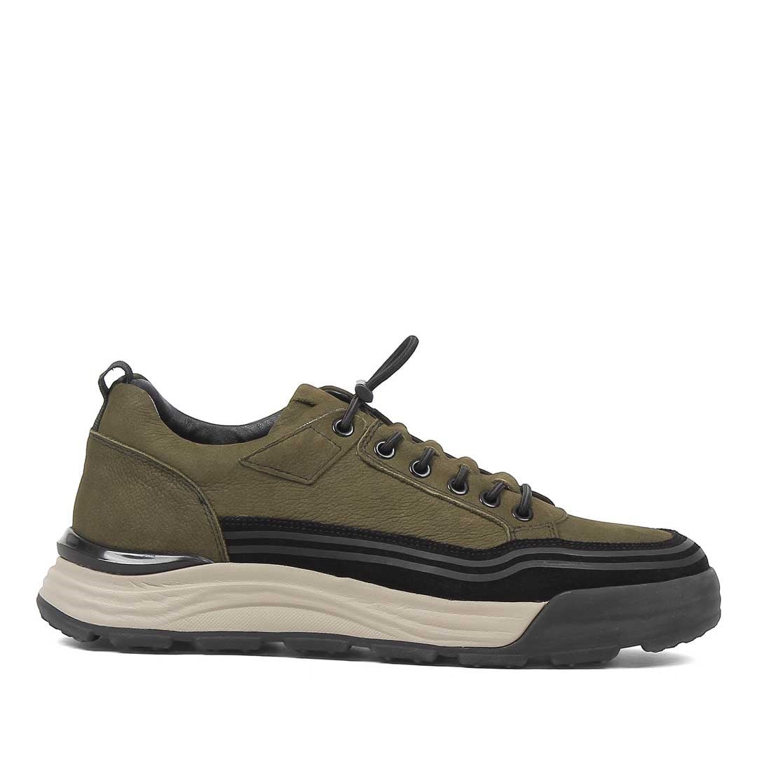 Celal Gültekin Erkek Haki Nubuk Siyah Süet Deri Sneaker