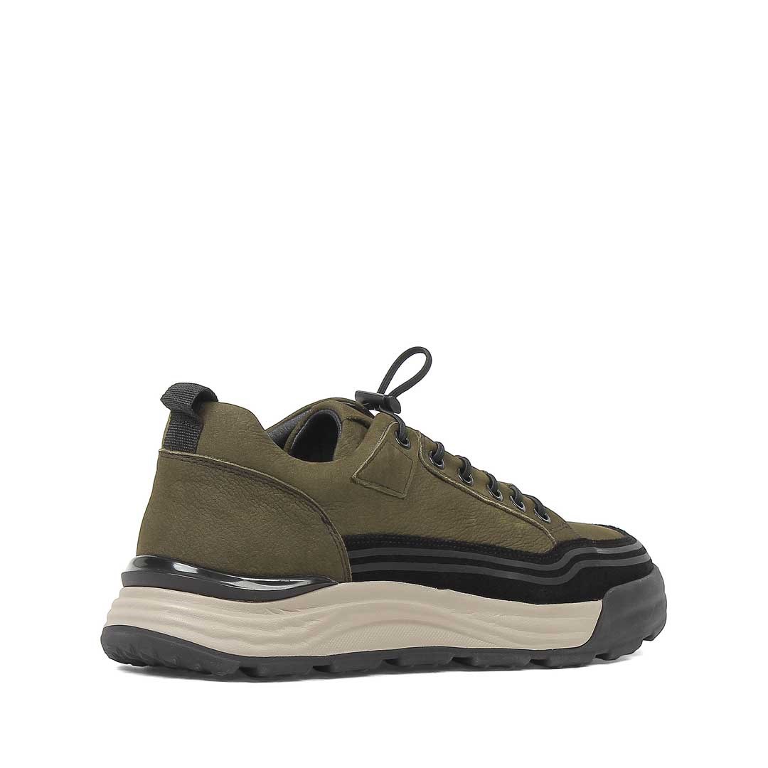 Celal Gültekin Erkek Haki Nubuk Siyah Süet Deri Sneaker