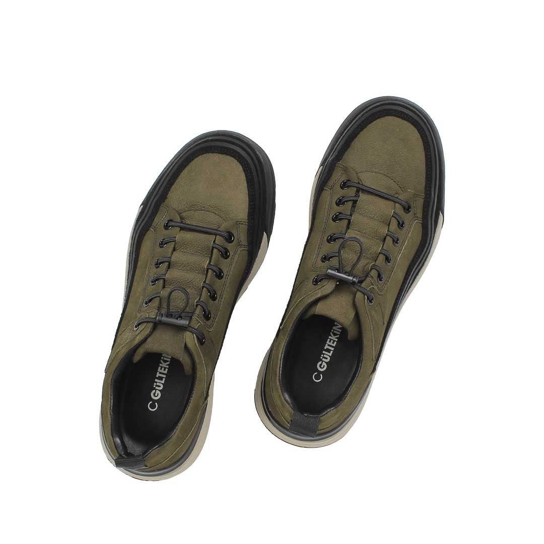 Celal Gültekin Erkek Haki Nubuk Siyah Süet Deri Sneaker