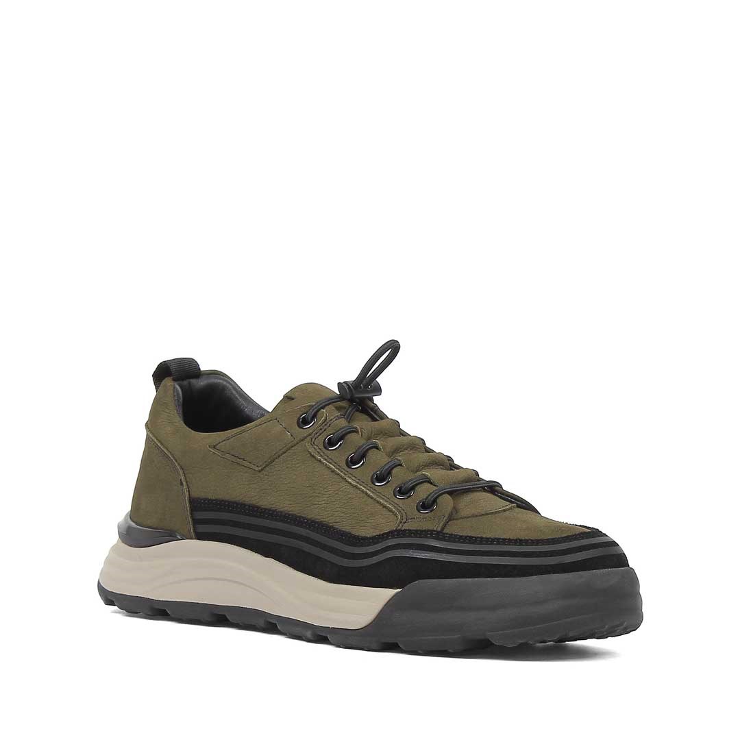 Celal Gültekin Erkek Haki Nubuk Siyah Süet Deri Sneaker