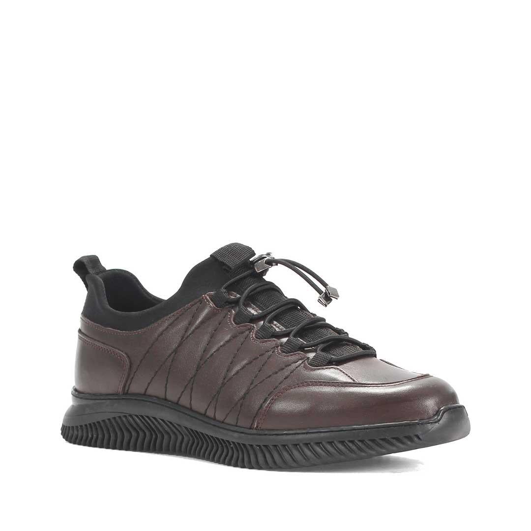 Celal Gültekin Erkek Kahverengi Bağcıklı Kalın Tabanlı Deri Sneaker