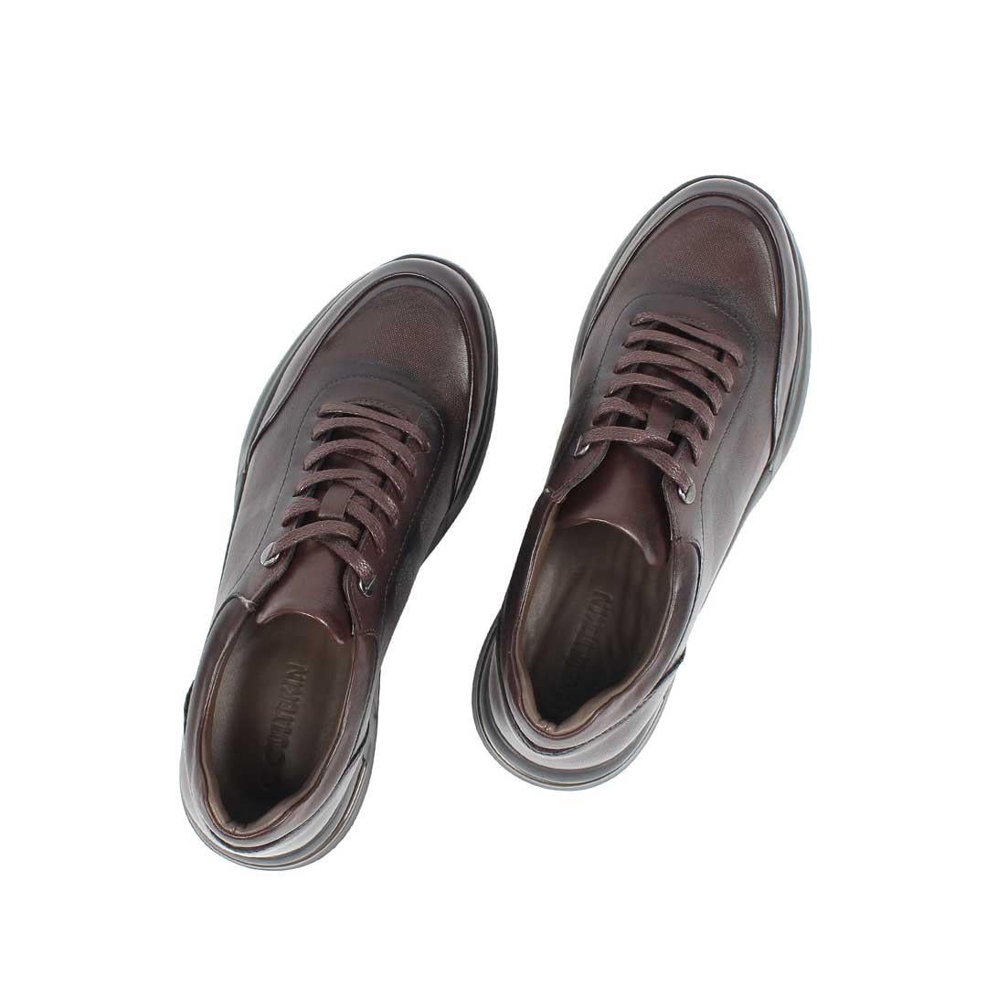 Celal Gültekin Erkek Kahverengi Bağcıklı Kalın Tabanlı Deri Sneaker