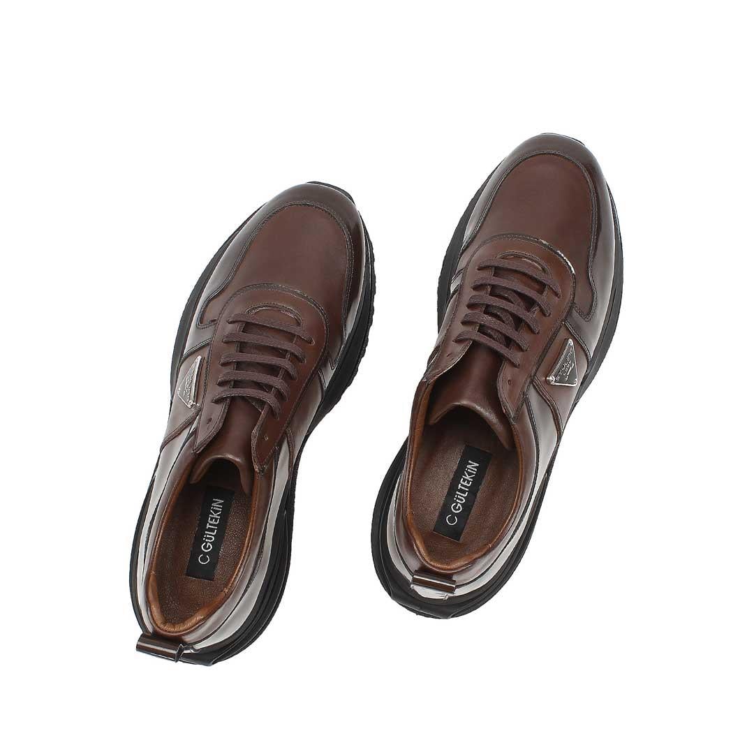 Celal Gültekin Erkek Kahverengi Bağcıklı Kalın Tabanlı Deri Sneaker