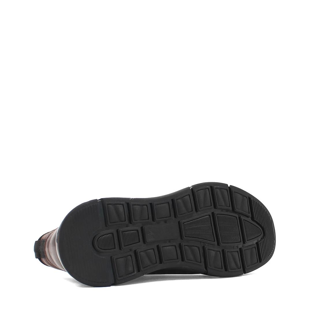 Celal Gültekin Erkek Kahverengi Bağcıklı Kalın Tabanlı Deri Sneaker