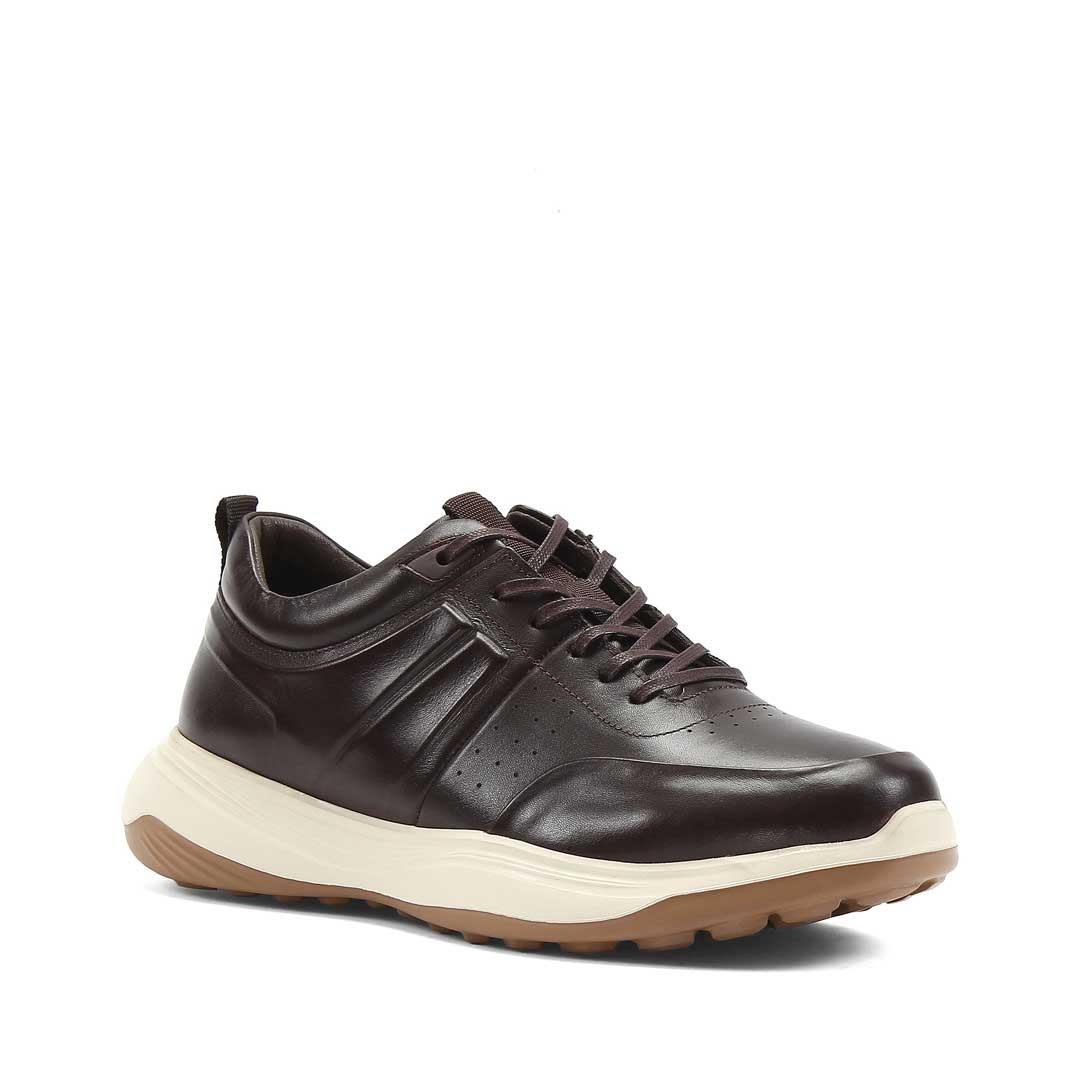 Celal Gültekin Erkek Kahverengi Bağcıklı Kalın Tabanlı Deri Sneaker