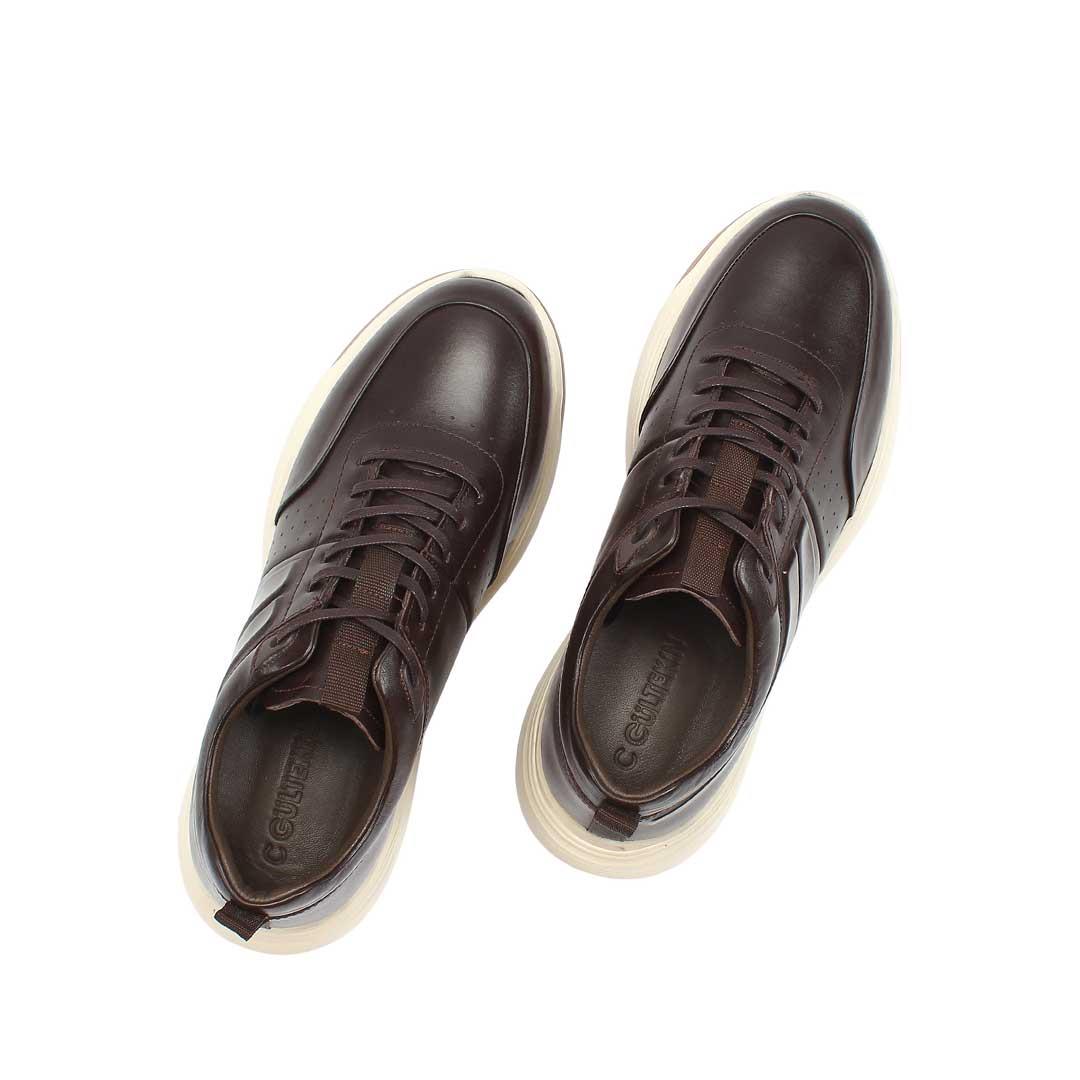 Celal Gültekin Erkek Kahverengi Bağcıklı Kalın Tabanlı Deri Sneaker