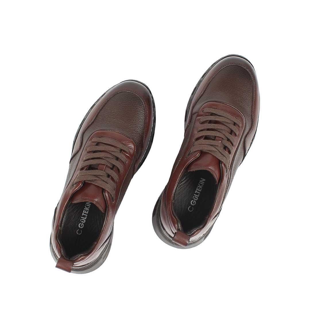 Celal Gültekin Erkek Kahverengi Bağcıklı Kalın Tabanlı Deri Sneaker