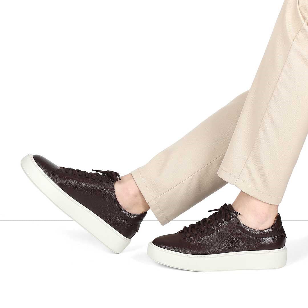 Celal Gültekin Erkek Kahverengi Kalın Tabanlı Deri Sneaker