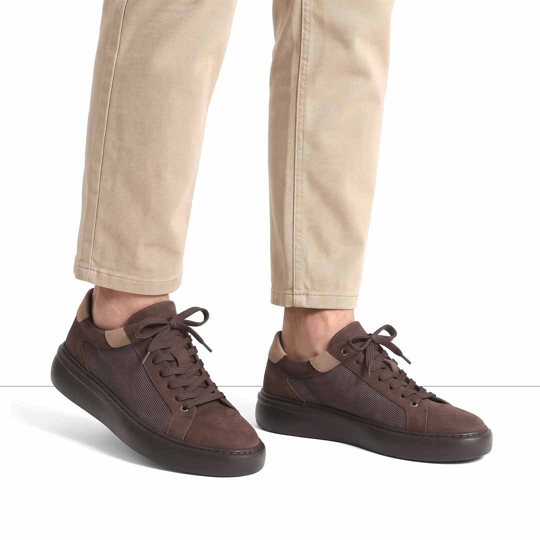Celal Gültekin Erkek Kahverengi Kalın Tabanlı Nubuk Deri Sneaker