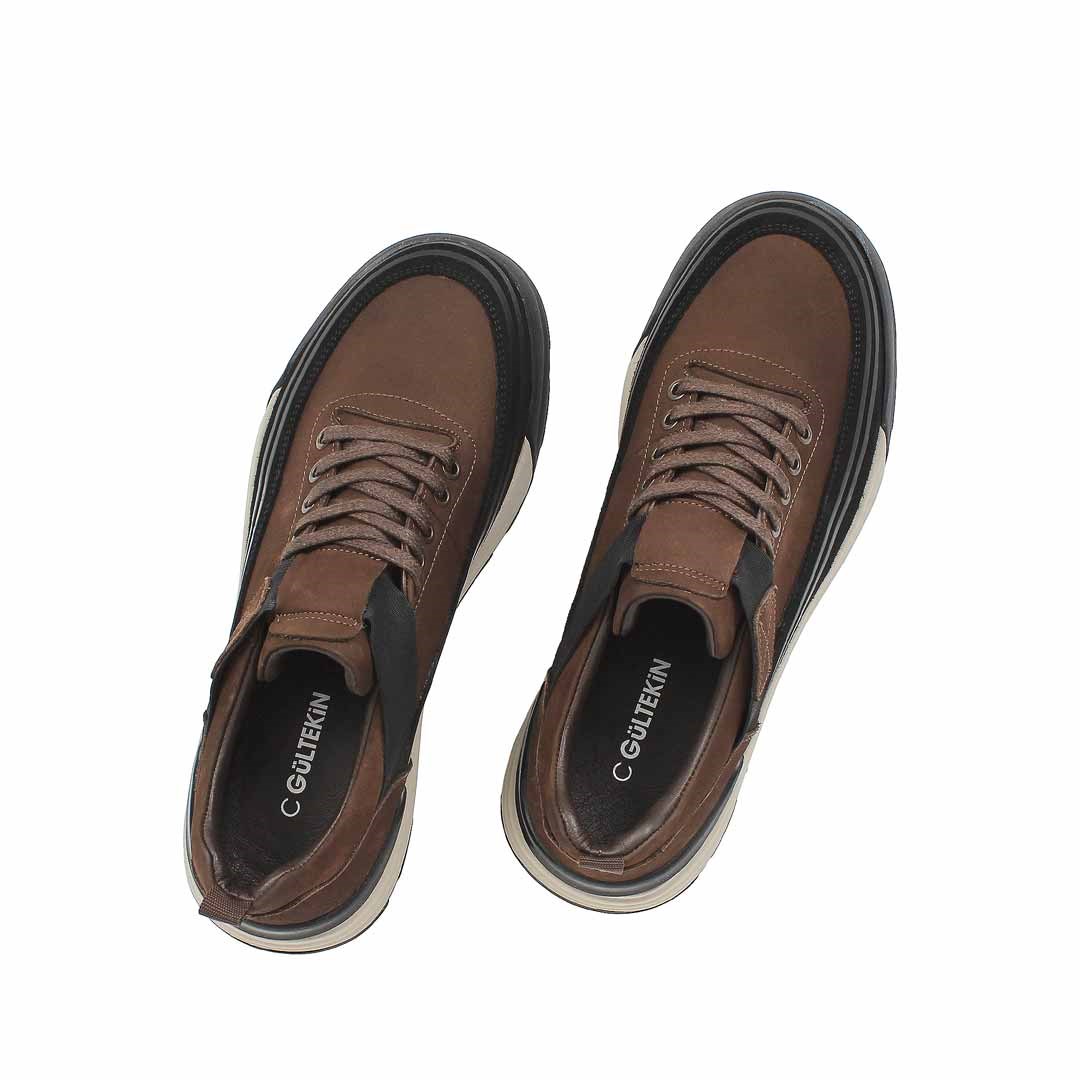 Celal Gültekin Erkek Kahverengi Nubuk Siyah Süet Deri Sneaker
