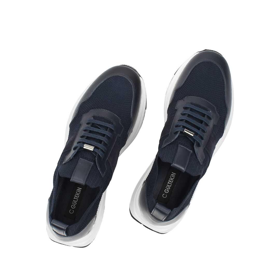 Celal Gültekin Erkek Lacivert Bağcıklı Deri Sneaker