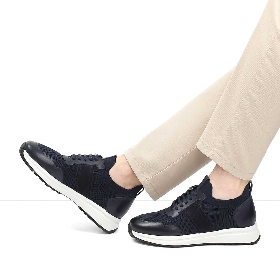 Celal Gültekin Erkek Lacivert Bağcıklı Deri Sneaker