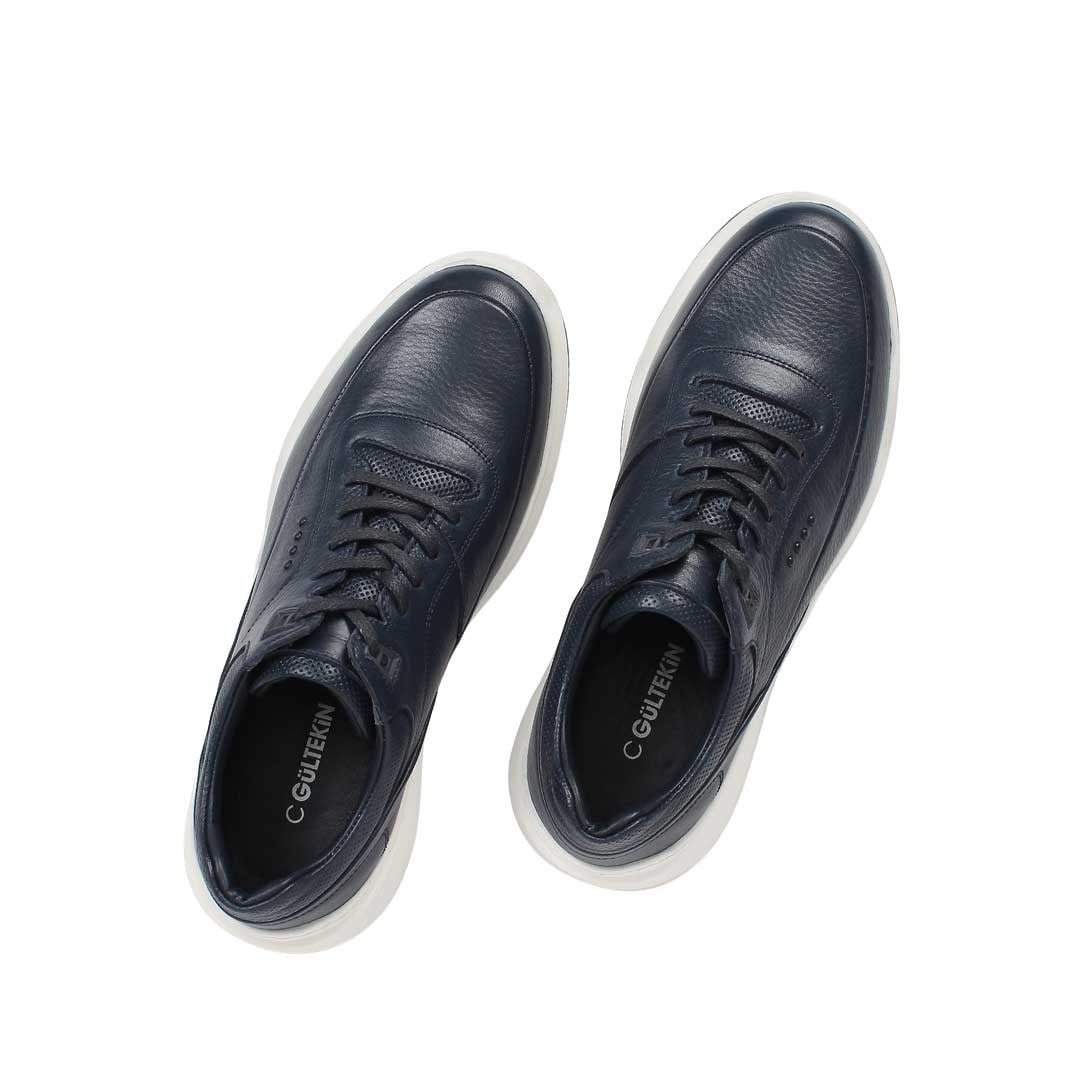 Celal Gültekin Erkek Lacivert Bağcıklı Kalın Tabanlı Deri Sneaker