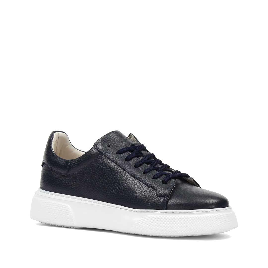 Celal Gültekin Erkek Lacivert Bağcıklı Kalın Tabanlı Deri Sneaker