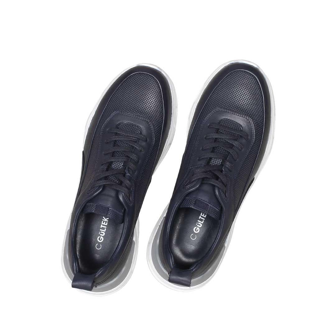 Celal Gültekin Erkek Lacivert Bağcıklı Kalın Tabanlı Nubuk Deri Sneaker