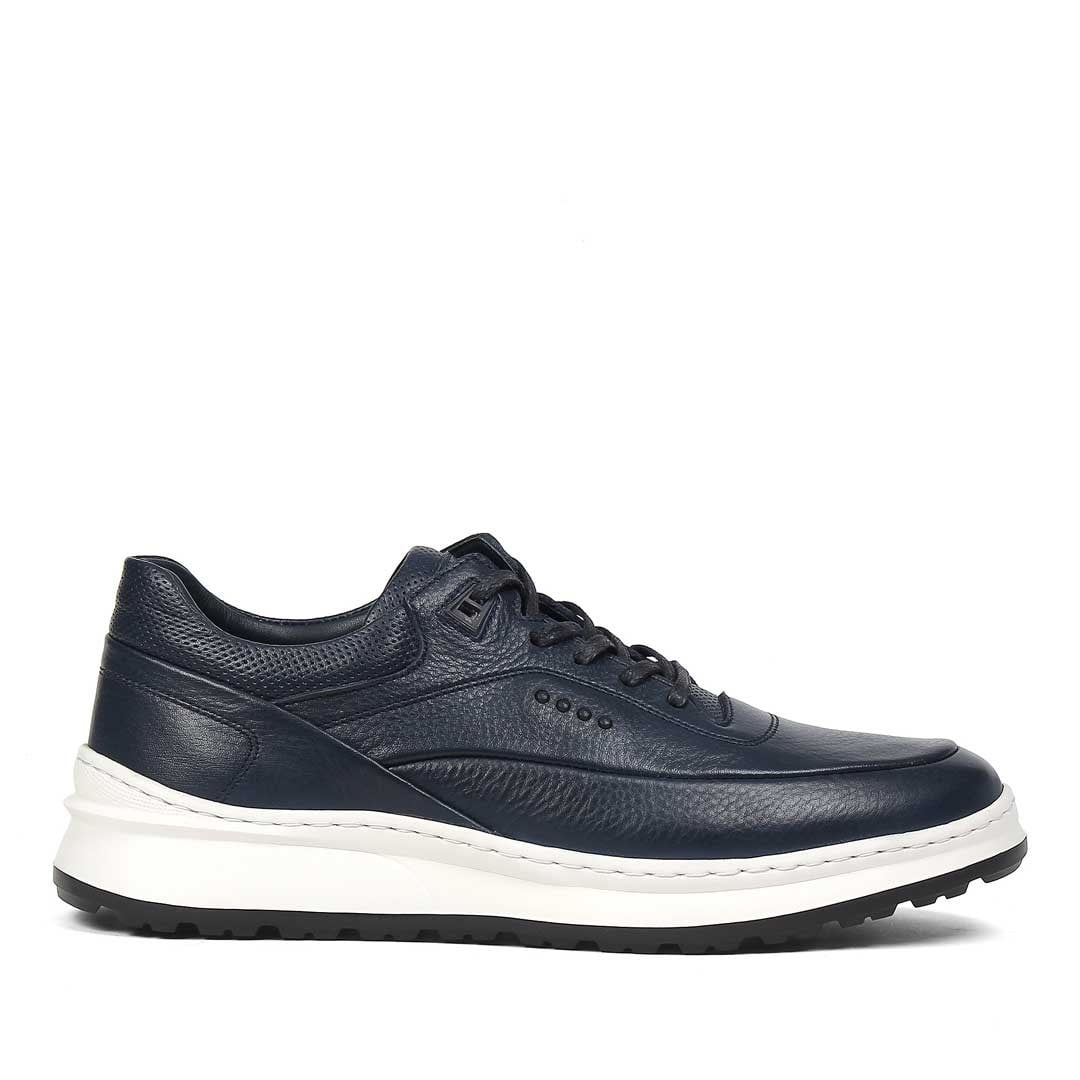 Celal Gültekin Erkek Lacivert Bağcıklı Kalın Tabanlı Deri Sneaker