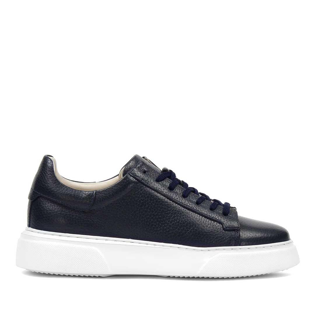 Celal Gültekin Erkek Lacivert Bağcıklı Kalın Tabanlı Deri Sneaker
