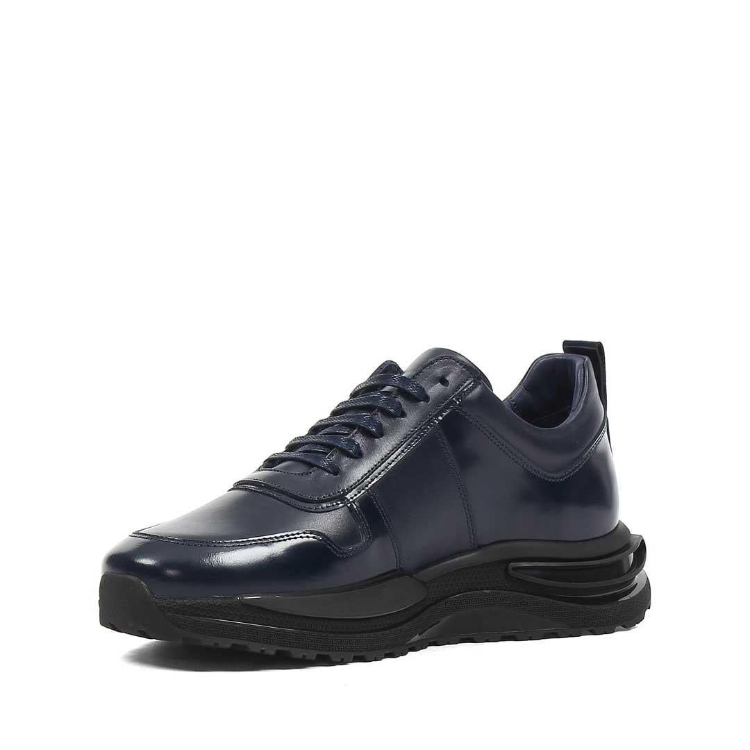 Celal Gültekin Erkek Lacivert Bağcıklı Kalın Tabanlı Deri Sneaker