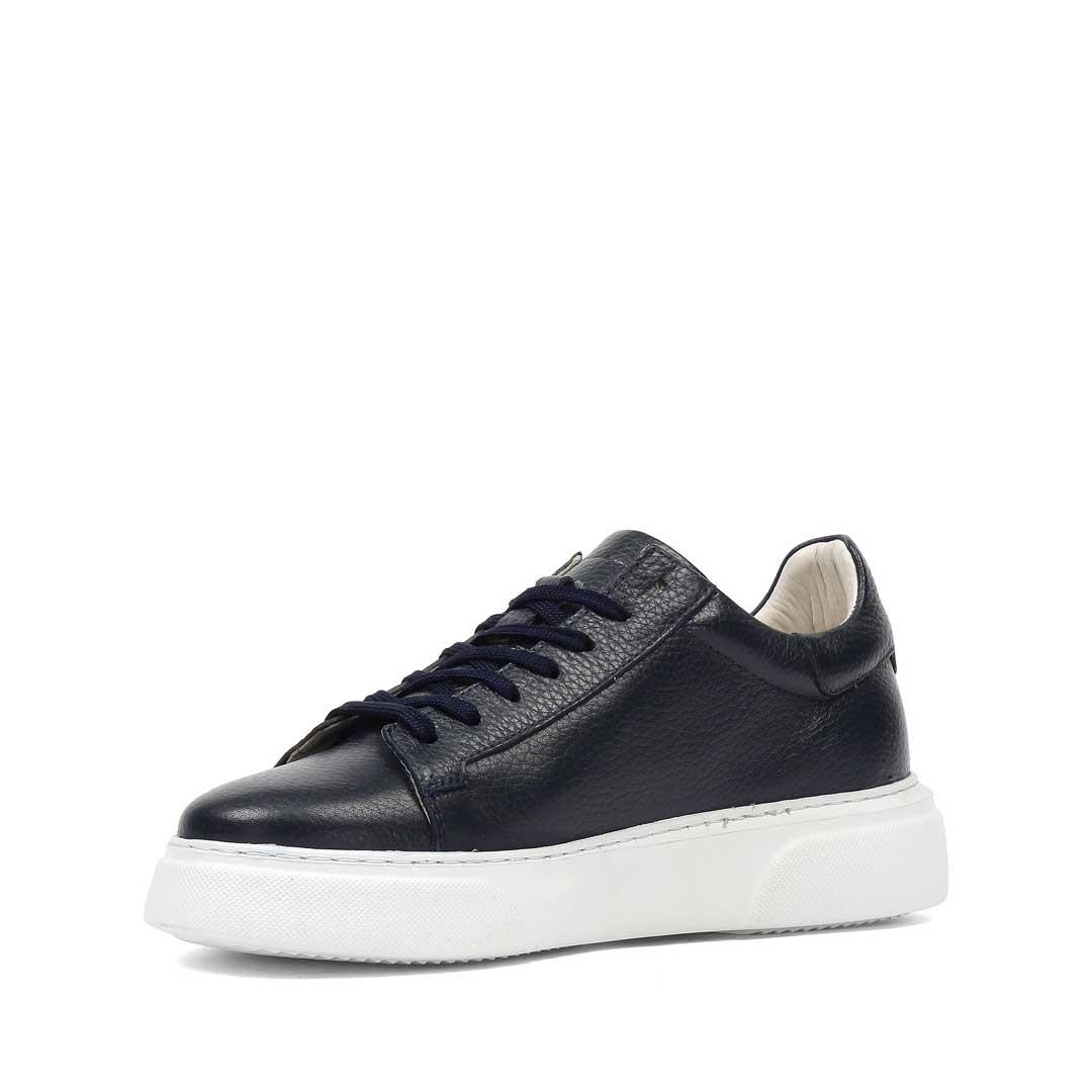 Celal Gültekin Erkek Lacivert Bağcıklı Kalın Tabanlı Deri Sneaker