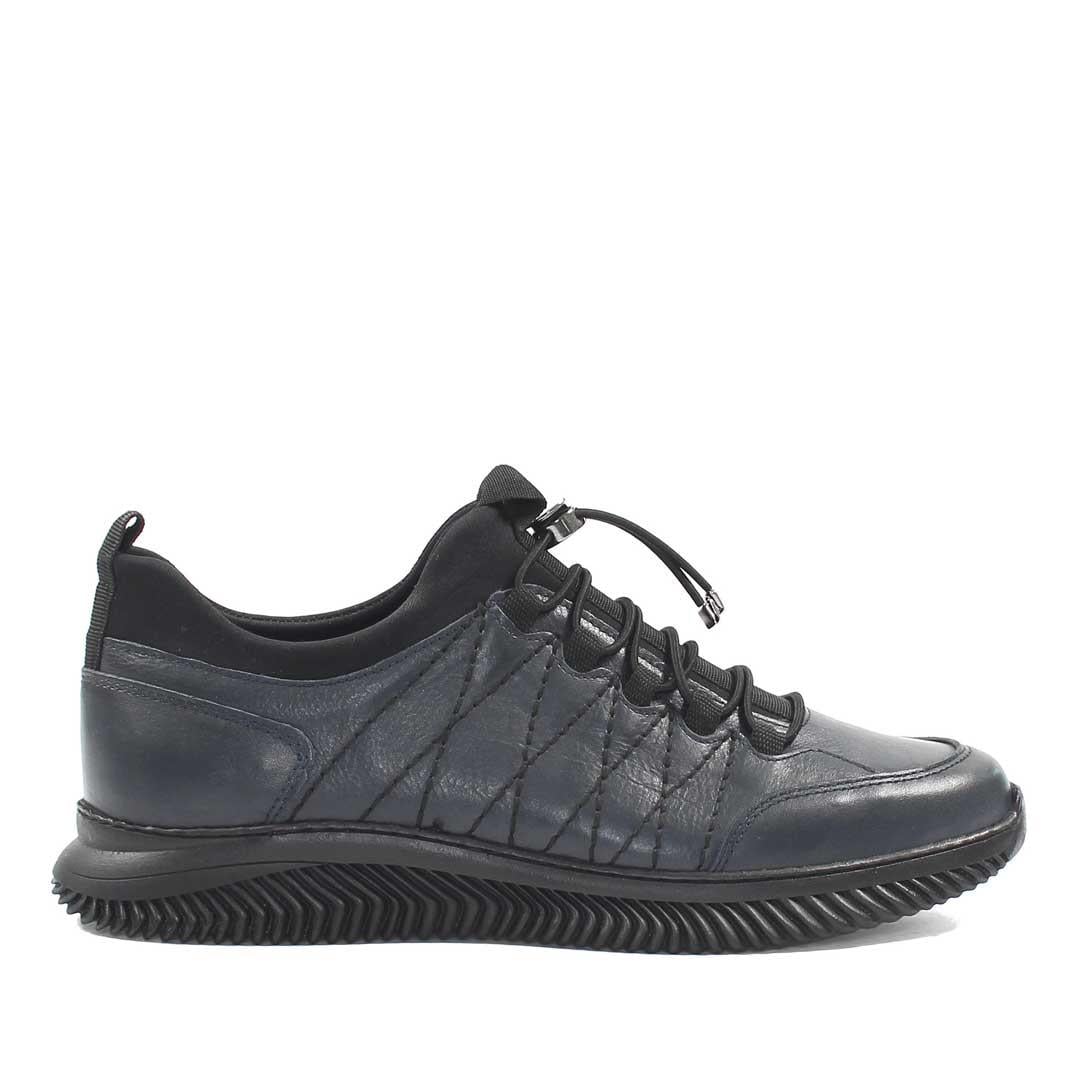 Celal Gültekin Erkek Lacivert Bağcıklı Kalın Tabanlı Deri Sneaker