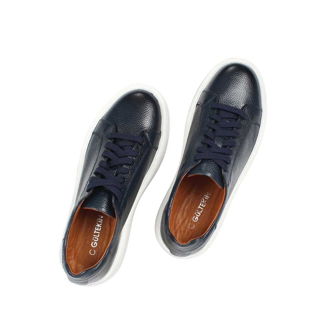 Celal Gültekin Erkek Lacivert Kalın Tabanlı Deri Sneaker