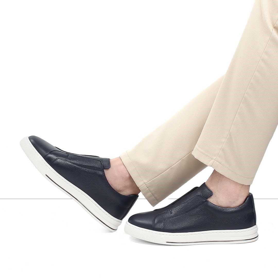 Celal Gültekin Erkek Lacivert Kalın Tabanlı Deri Sneaker