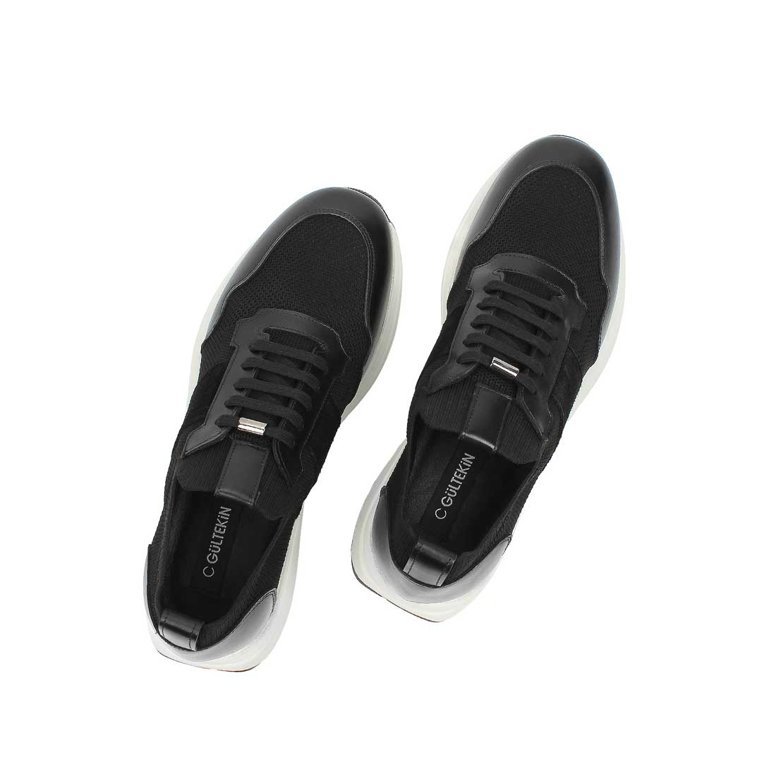 Celal Gültekin Erkek Siyah Bağcıklı Deri Sneaker