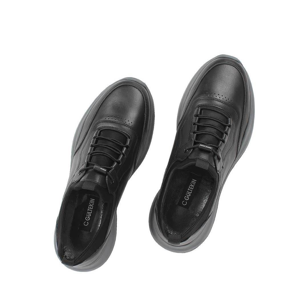 Celal Gültekin Erkek Siyah Bağcıklı Deri Sneaker