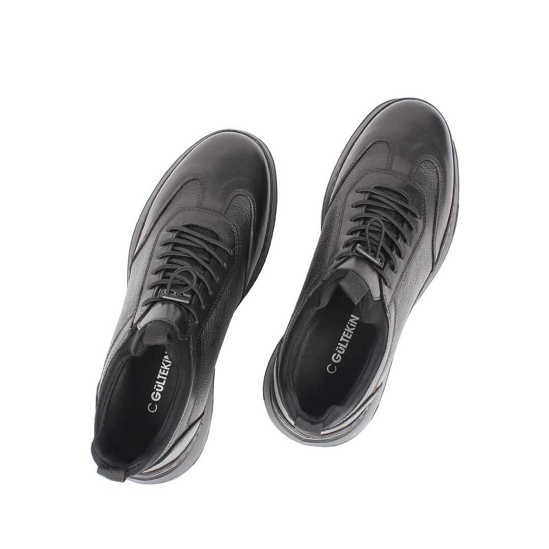 Celal Gültekin Erkek Siyah Bağcıklı Deri Sneaker