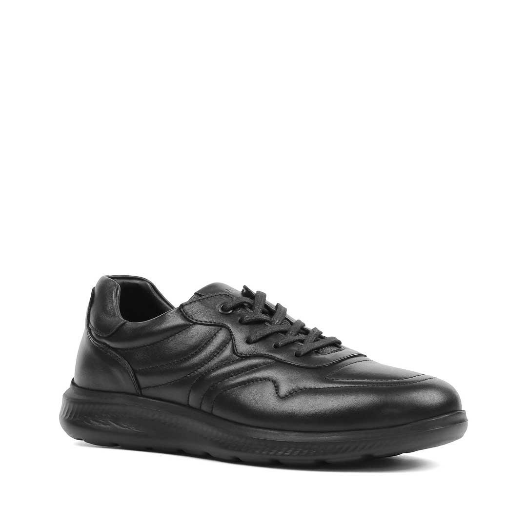 Celal Gültekin Erkek Siyah Bağcıklı Kalın Tabanlı Deri Sneaker