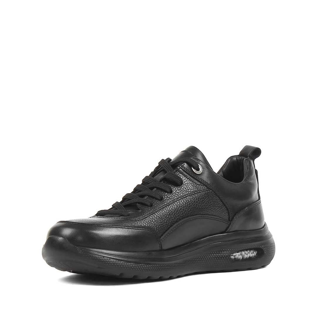 Celal Gültekin Erkek Siyah Bağcıklı Kalın Tabanlı Deri Sneaker