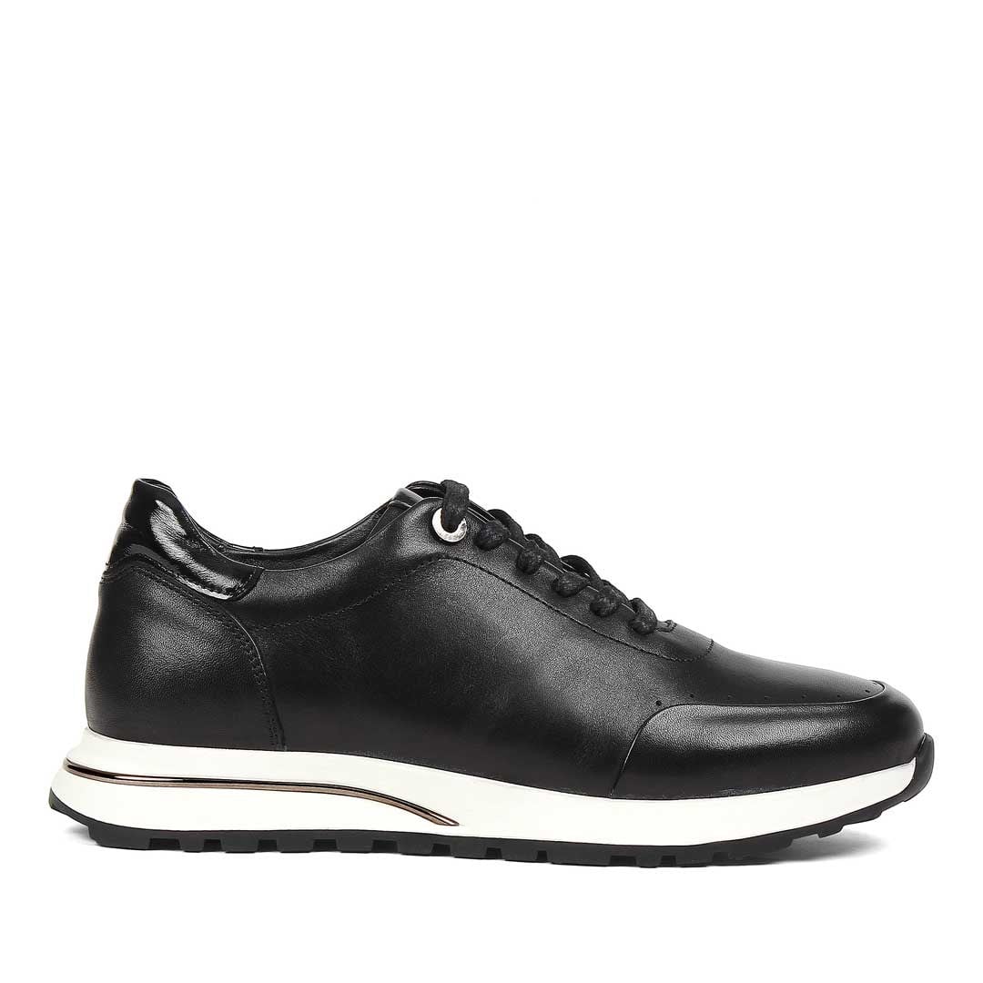 Celal Gültekin Erkek Siyah Bağcıklı Kalın Tabanlı Deri Sneaker