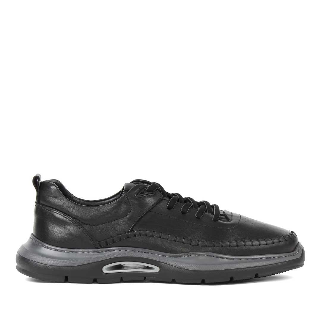 Celal Gültekin Erkek Siyah Bağcıklı Kalın Tabanlı Deri Sneaker