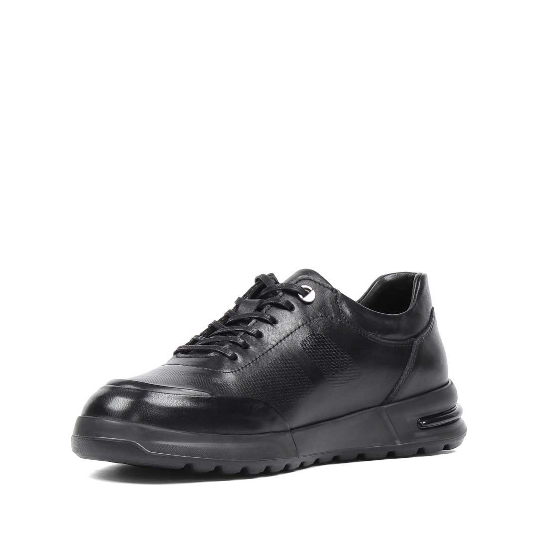 Celal Gültekin Erkek Siyah Bağcıklı Kalın Tabanlı Deri Sneaker