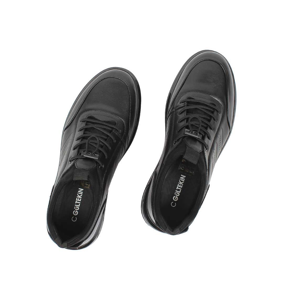 Celal Gültekin Erkek Siyah Bağcıklı Kalın Tabanlı Deri Sneaker