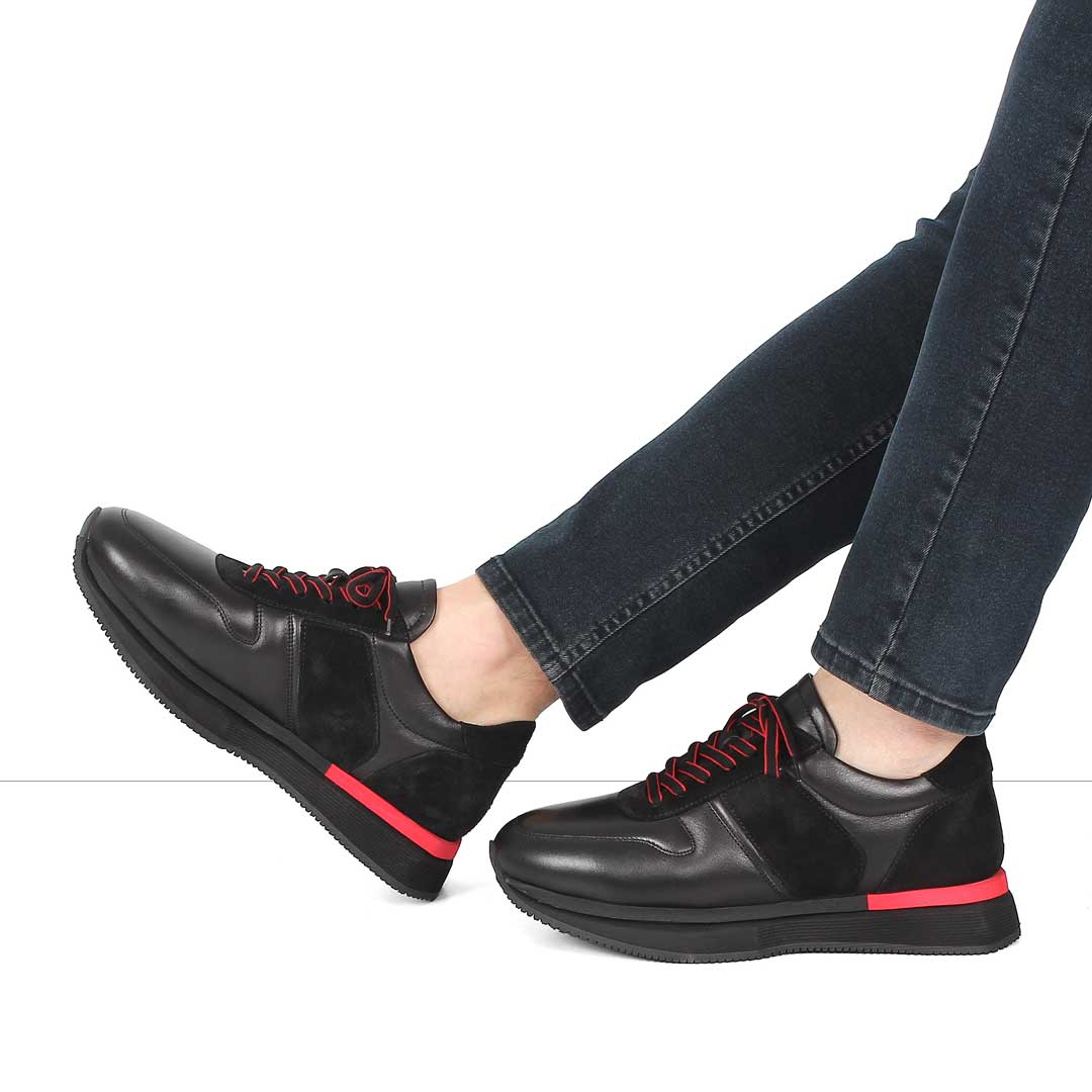 Celal Gültekin Erkek Siyah Bağcıklı Kalın Tabanlı Sneaker
