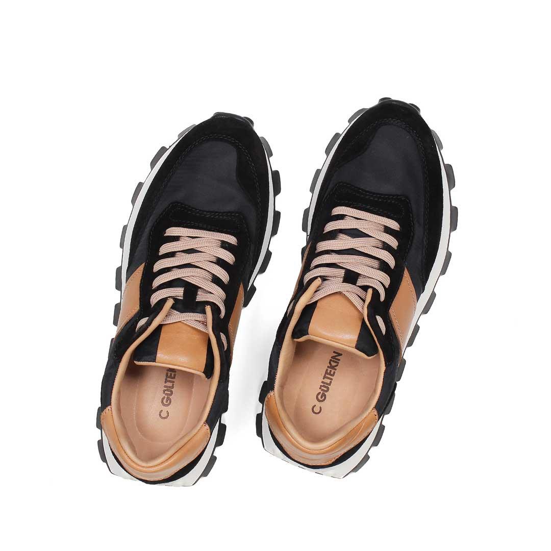 Celal Gültekin Erkek Siyah Bağcıklı Kalın Tabanlı Süet Deri Sneaker