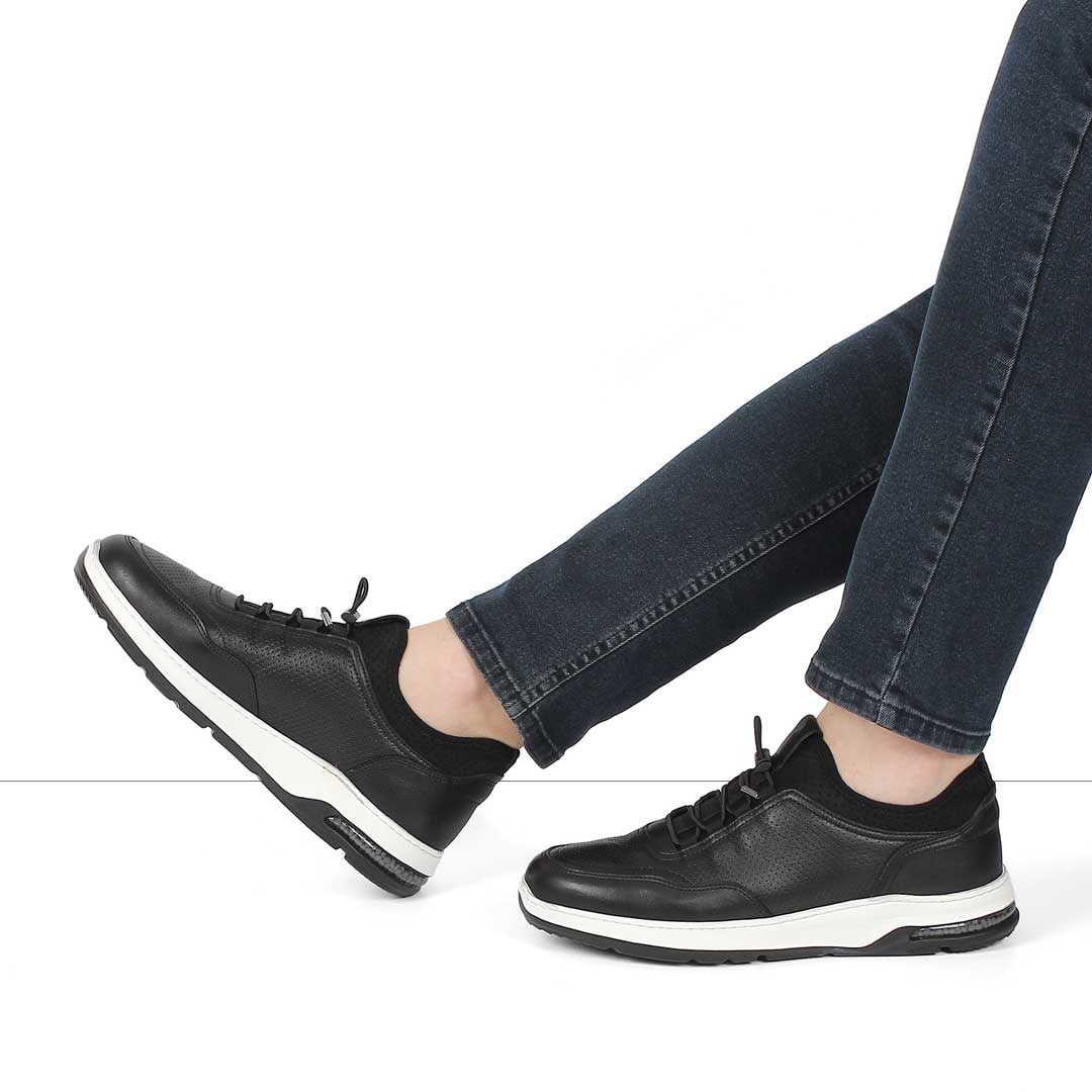 Celal Gültekin Erkek Siyah Deri Sneaker