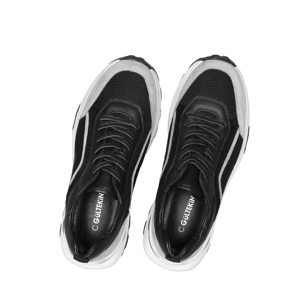 Celal Gültekin Erkek Siyah Gri Bağcıklı Süet Deri Sneaker