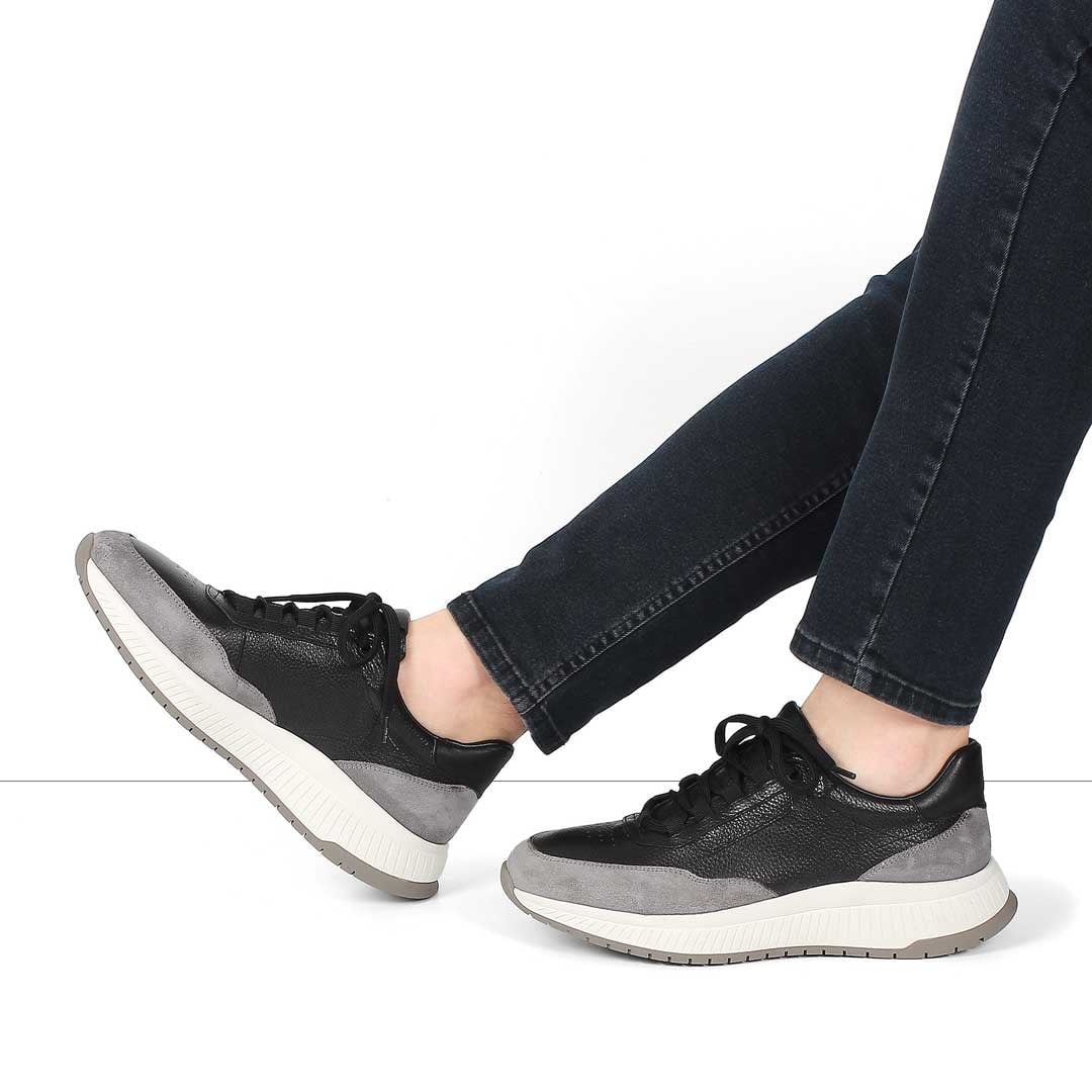 Celal Gültekin Erkek Siyah Gri Süet Deri Sneaker