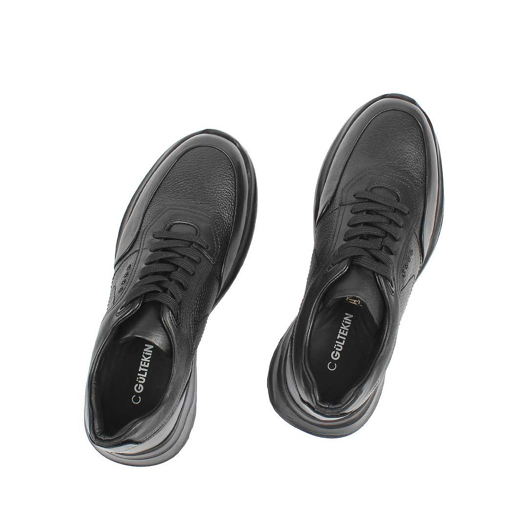 Celal Gültekin Erkek Siyah Kalın Tabanlı Deri Sneaker