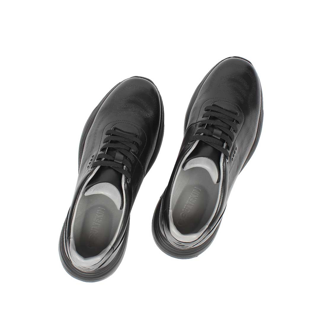 Celal Gültekin Erkek Siyah Kalın Tabanlı Deri Sneaker
