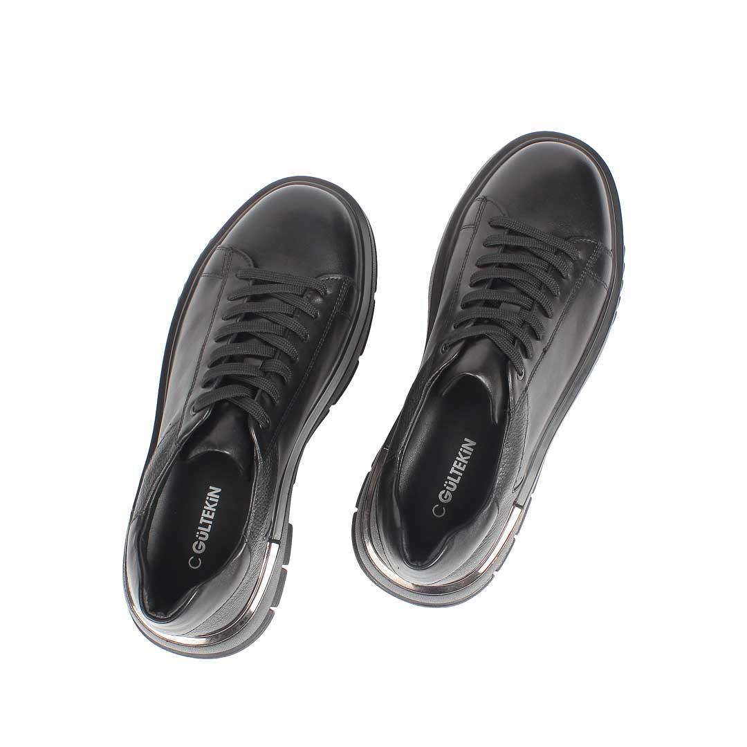 Celal Gültekin Erkek Siyah Kalın Tabanlı Deri Sneaker