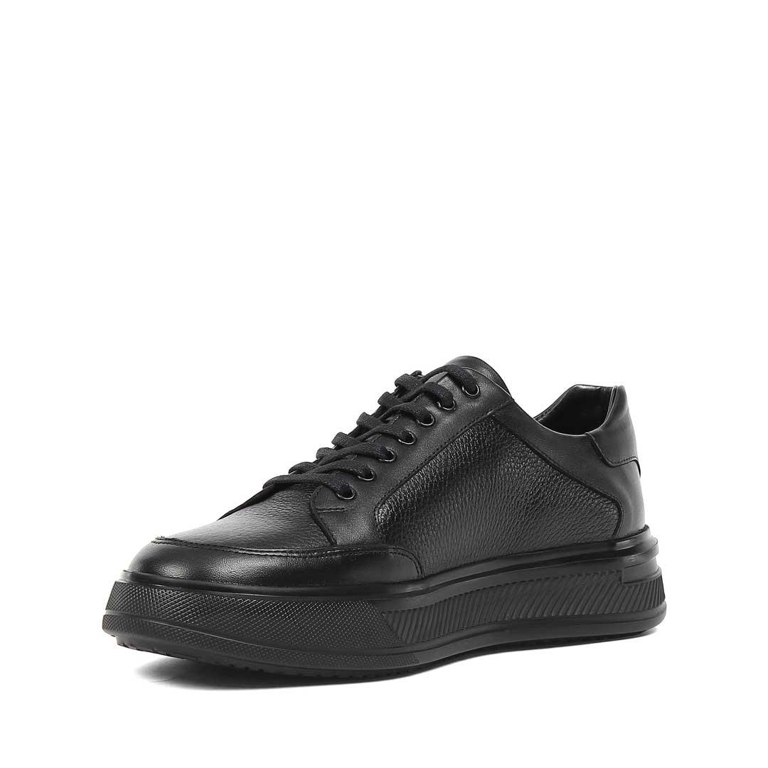 Celal Gültekin Erkek Siyah Kalın Tabanlı Deri Sneaker
