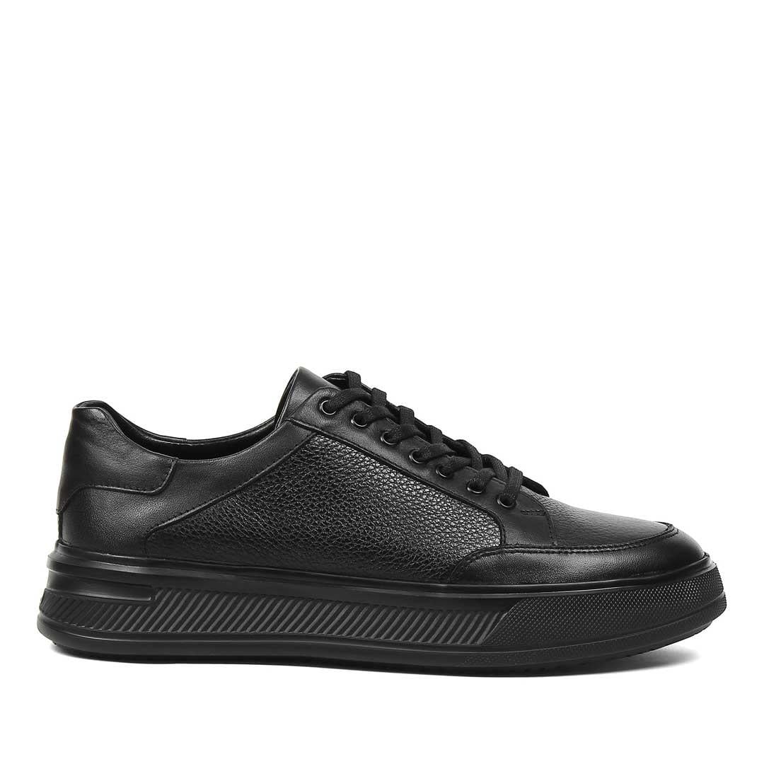 Celal Gültekin Erkek Siyah Kalın Tabanlı Deri Sneaker