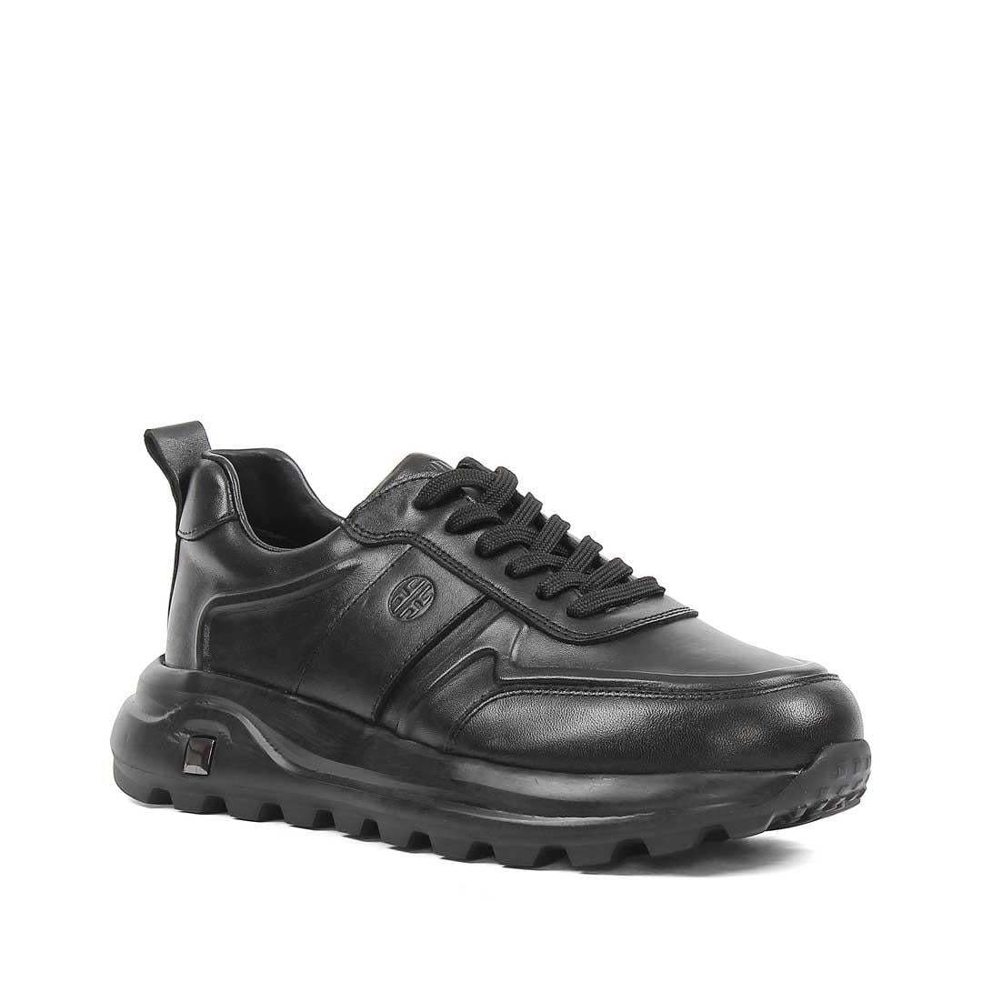 Celal Gültekin Erkek Siyah Kalın Tabanlı Deri Sneaker