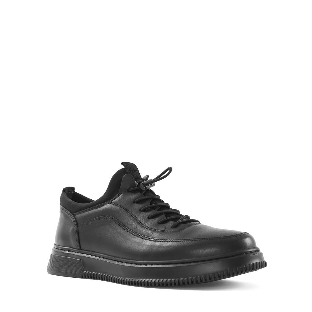 Celal Gültekin Erkek Siyah Kalın Tabanlı Deri Sneaker