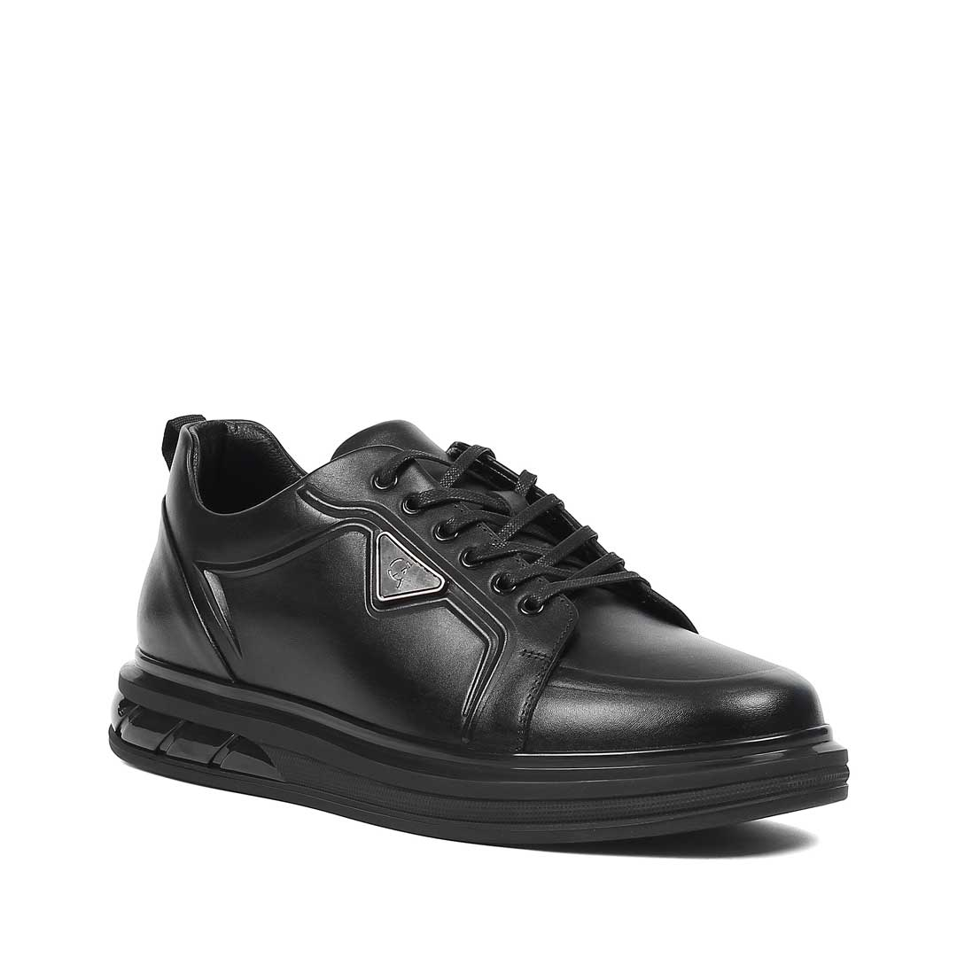 Celal Gültekin Erkek Siyah Kalın Tabanlı Deri Sneaker