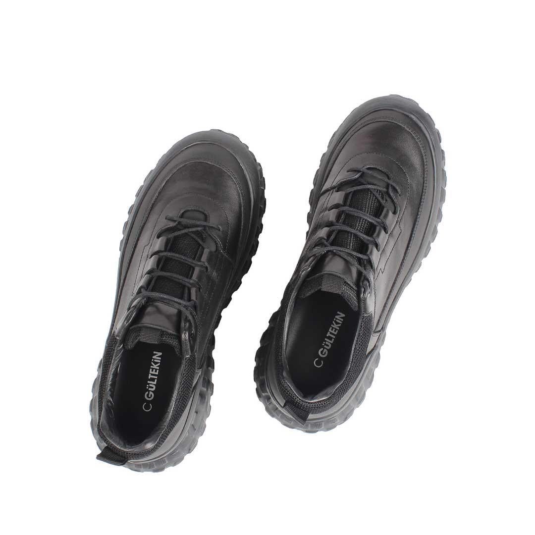 Celal Gültekin Erkek Siyah Kalın Tabanlı Deri Sneaker