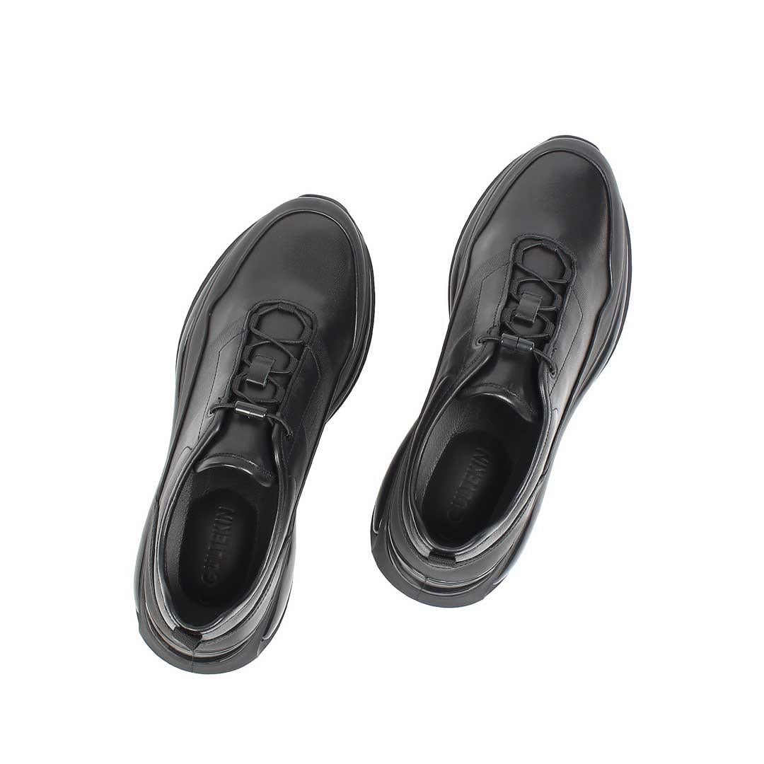 Celal Gültekin Erkek Siyah Kalın Tabanlı Deri Sneaker